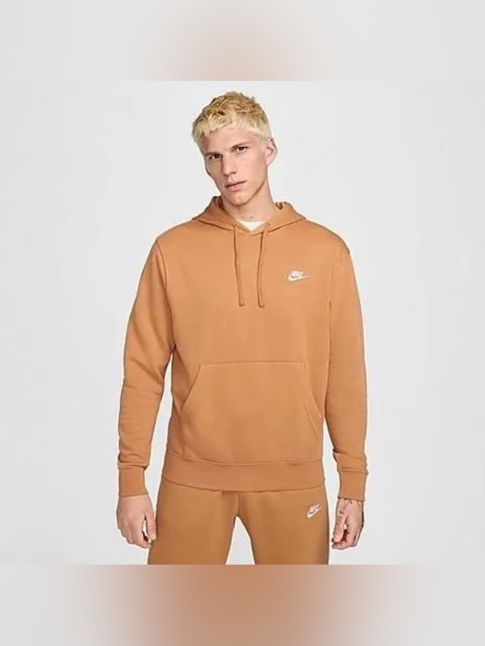 Mens Nike Sportswear Club Fleece Pullover Hoodie Color: Flax Size: M